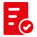 red color paper with red check mark on it