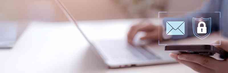 page banner showing a hand holding a mobile, with two icons appearing from it. one icon is a lock, and the other is an envelope