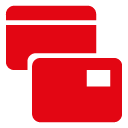 icon showing a red color banking card from the front and back