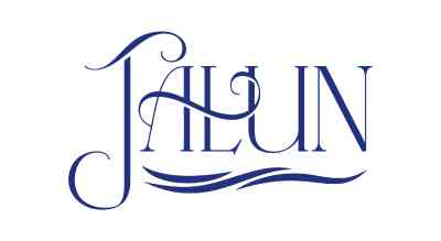 the logo has the store name Jalun written in blue with  a white background 
