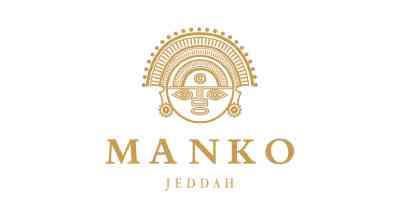 Manko logo showing a face figure and the words Manko written in gold color
