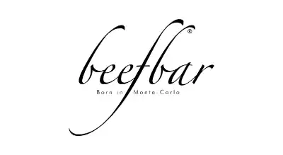 The image shows the word "Beefbar" written in with a white  background