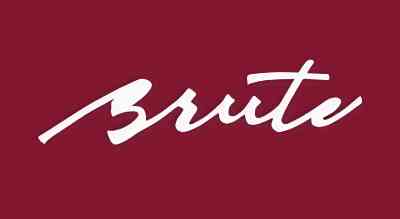 the logo has the store name Brute written in white color with  a red  background