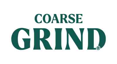 the logo has the store name Corse Grind written in green color with  a white background 