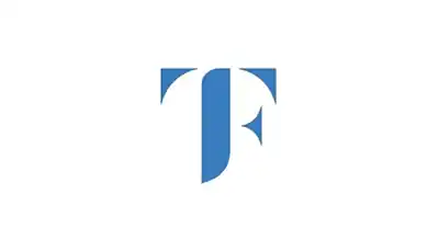 The logo shows two overlapping blue letters on a light background