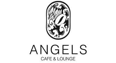 the image shows name of  brand Angels in black  with a white background