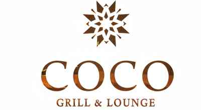the image shows name brand COCO Restaurant Dubai  in brown ,and the background is white