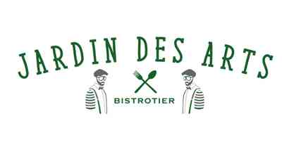 the image shows name brand Jardin Des Arts Restaurant Dubai  in green ,and the background is white