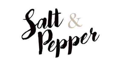 The image shows a logo with the name "Salt & Pepper" written in black letters. The background is white