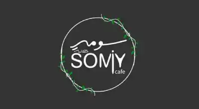 The image shows the Somiy Caffe logo. The text is in white , and the background is black