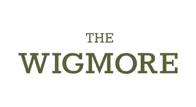 the image shows name of brand The Wigmore Tavern in green with a white background