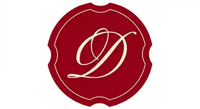 The image shows a logo with the name "December Salon " written in white letters.The background is red