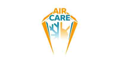 the image shows the brand name "Air care company" in blue and orange colors with a white background 