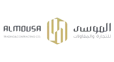 The image shows a logo with the name "AlMousa Furniture" written in gray and black letters.The background is white
