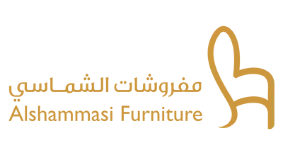 The image shows ALSHAMMASI FURNITURE in orange  .The background is white