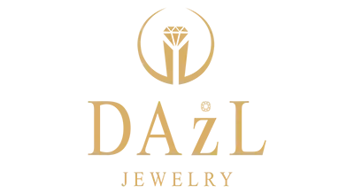 The image shows DAZL JEWELRY   written in gold .The background is white