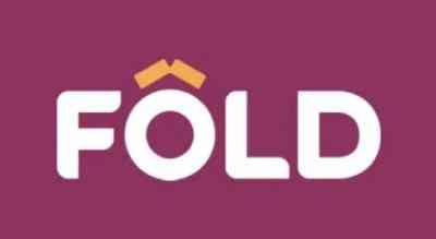 The image shows a logo with the name "Fold  " written in white letters.The background is purple