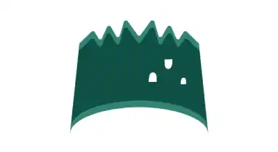 The image shows a castle in green color with a white background
