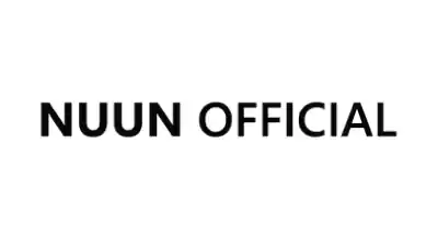 The image shows a logo with the name "Nuun " written in black letters.The background is white