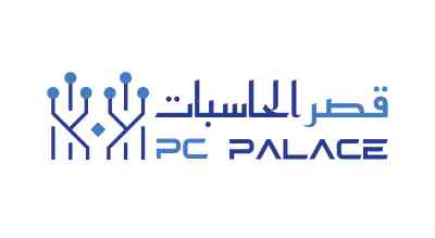 The image shows a logo with the name "PC Palace" written in Blue letters.The background is white