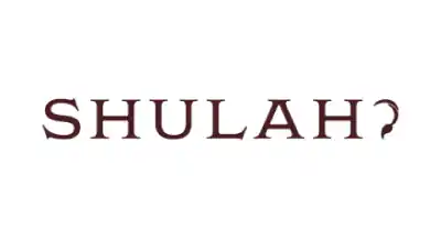 The image shows a logo with the name "Shulah " written in brown letters.The background is white
