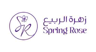 The image shows a logo with the name "Spring Rose " written in purple letters.The background is white