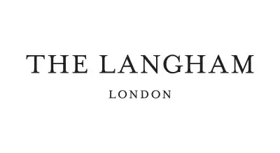 The image shows a logo with the name "Langham London " written in black letters.The background is white
