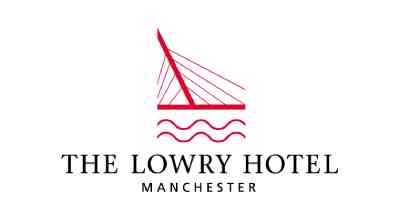The image shows a logo with the name "The Lowry " written in black letters.The background is white