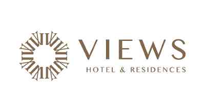 The image shows a logo with the name "Views " written in gold letters.The background is white