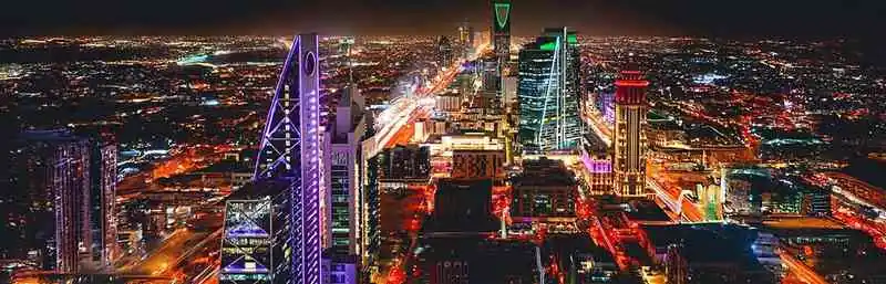 the image shows the city og riyadh from above and highlights the towers
